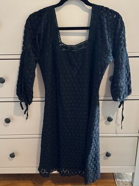 Solitaire by Ravi Khosla Black Lace Above the Knee Dress - Size M